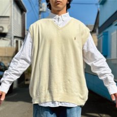 画像16: 「Polo by Ralph Lauren (ポロラルフローレン)」90s 00s 10s 3XBサイズ ピマコットン オフホワイト ポニー刺繍 ニット ベスト (16)