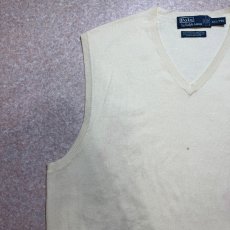 画像2: 「Polo by Ralph Lauren (ポロラルフローレン)」90s 00s 10s XXL/TTGサイズ ピマコットン オフホワイト ポニー刺繍 ニット ベスト (2)