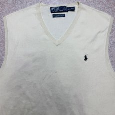 画像3: 「Polo by Ralph Lauren (ポロラルフローレン)」90s 00s 10s XXL/TTGサイズ ピマコットン オフホワイト ポニー刺繍 ニット ベスト (3)