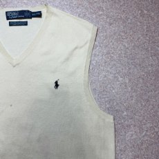 画像4: 「Polo by Ralph Lauren (ポロラルフローレン)」90s 00s 10s XXL/TTGサイズ ピマコットン オフホワイト ポニー刺繍 ニット ベスト (4)