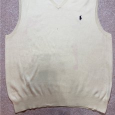 画像5: 「Polo by Ralph Lauren (ポロラルフローレン)」90s 00s 10s XXL/TTGサイズ ピマコットン オフホワイト ポニー刺繍 ニット ベスト (5)