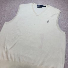 画像17: 「Polo by Ralph Lauren (ポロラルフローレン)」90s 00s 10s XXL/TTGサイズ ピマコットン オフホワイト ポニー刺繍 ニット ベスト (17)