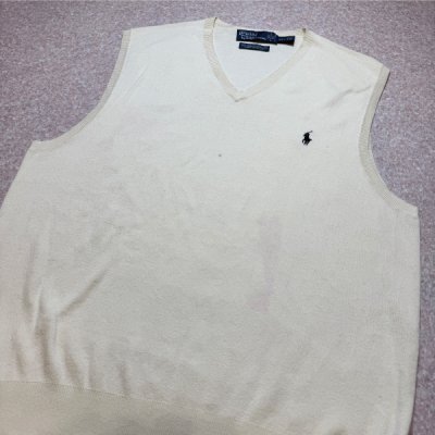 画像3: 「Polo by Ralph Lauren (ポロラルフローレン)」90s 00s 10s XXL/TTGサイズ ピマコットン オフホワイト ポニー刺繍 ニット ベスト