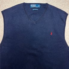 画像3: 「Polo by Ralph Lauren (ポロラルフローレン)」90s 00s 10s XLサイズ ピマコットン ネイビー ポニー刺繍 ニット ベスト (3)