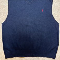 画像5: 「Polo by Ralph Lauren (ポロラルフローレン)」90s 00s 10s XLサイズ ピマコットン ネイビー ポニー刺繍 ニット ベスト (5)
