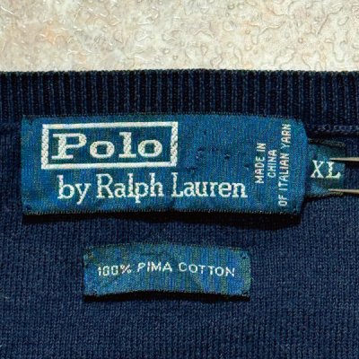 画像2: 「Polo by Ralph Lauren (ポロラルフローレン)」90s 00s 10s XLサイズ ピマコットン ネイビー ポニー刺繍 ニット ベスト