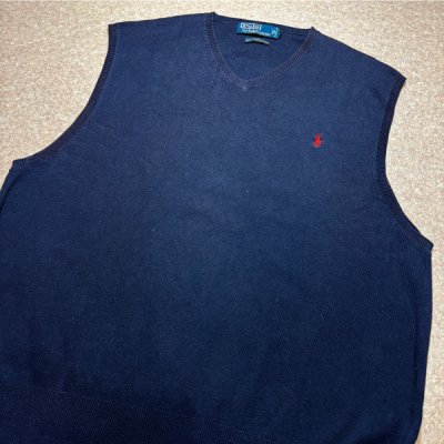 画像3: 「Polo by Ralph Lauren (ポロラルフローレン)」90s 00s 10s XLサイズ ピマコットン ネイビー ポニー刺繍 ニット ベスト
