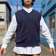 画像15: 「Polo by Ralph Lauren (ポロラルフローレン)」90s 00s 10s XLサイズ ピマコットン ネイビー ポニー刺繍 ニット ベスト (15)