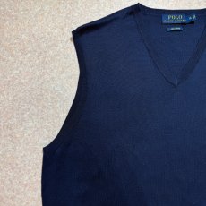 画像2: 「POLO RALPH LAUREN(ポロラルフローレン)」10s 20s XLサイズ ピマコットン ネイビー ポニー刺繍 ニット ベスト (2)