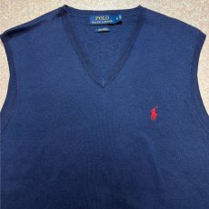 画像3: 「POLO RALPH LAUREN(ポロラルフローレン)」10s 20s XLサイズ ピマコットン ネイビー ポニー刺繍 ニット ベスト (3)