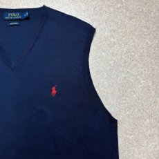 画像4: 「POLO RALPH LAUREN(ポロラルフローレン)」10s 20s XLサイズ ピマコットン ネイビー ポニー刺繍 ニット ベスト (4)