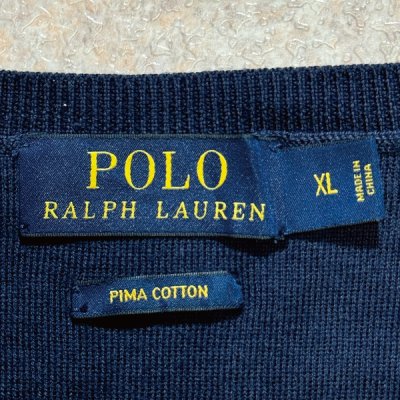 画像2: 「POLO RALPH LAUREN(ポロラルフローレン)」10s 20s XLサイズ ピマコットン ネイビー ポニー刺繍 ニット ベスト
