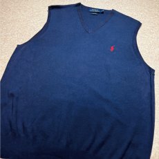 画像15: 「POLO RALPH LAUREN(ポロラルフローレン)」10s 20s XLサイズ ピマコットン ネイビー ポニー刺繍 ニット ベスト (15)