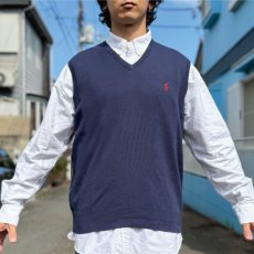 画像16: 「POLO RALPH LAUREN(ポロラルフローレン)」10s 20s XLサイズ ピマコットン ネイビー ポニー刺繍 ニット ベスト (16)
