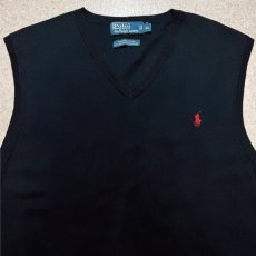 画像3: 「Polo by Ralph Lauren (ポロラルフローレン)」90s 00s 10s XLサイズ ピマコットン ブラック ポニー刺繍 ニット ベスト (3)