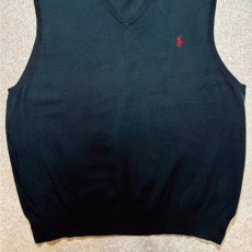 画像5: 「Polo by Ralph Lauren (ポロラルフローレン)」90s 00s 10s XLサイズ ピマコットン ブラック ポニー刺繍 ニット ベスト (5)