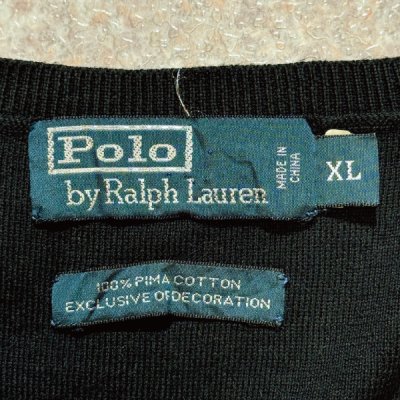 画像2: 「Polo by Ralph Lauren (ポロラルフローレン)」90s 00s 10s XLサイズ ピマコットン ブラック ポニー刺繍 ニット ベスト