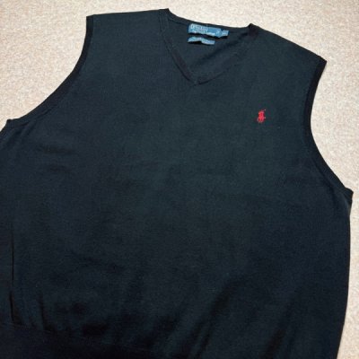 画像3: 「Polo by Ralph Lauren (ポロラルフローレン)」90s 00s 10s XLサイズ ピマコットン ブラック ポニー刺繍 ニット ベスト
