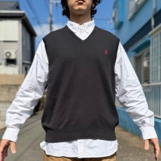 画像15: 「Polo by Ralph Lauren (ポロラルフローレン)」90s 00s 10s XLサイズ ピマコットン ブラック ポニー刺繍 ニット ベスト (15)