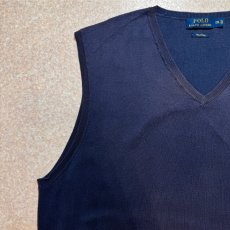 画像2: 「POLO RALPH LAUREN(ポロラルフローレン)」10s 20s XXLサイズ ピマコットン ネイビー ポニー刺繍 ニット ベスト (2)