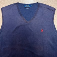 画像3: 「POLO RALPH LAUREN(ポロラルフローレン)」10s 20s XXLサイズ ピマコットン ネイビー ポニー刺繍 ニット ベスト (3)