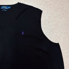 画像4: 「POLO RALPH LAUREN(ポロラルフローレン)」10s 20s 3XB BIGサイズ ピマコットン ブラック ポニー刺繍 ニット ベスト (4)