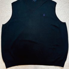 画像5: 「POLO RALPH LAUREN(ポロラルフローレン)」10s 20s 3XB BIGサイズ ピマコットン ブラック ポニー刺繍 ニット ベスト (5)