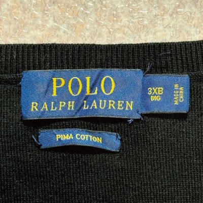 画像2: 「POLO RALPH LAUREN(ポロラルフローレン)」10s 20s 3XB BIGサイズ ピマコットン ブラック ポニー刺繍 ニット ベスト