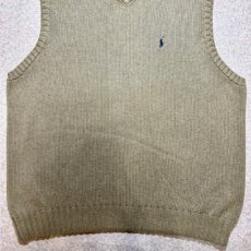 画像5: 「Polo by Ralph Lauren (ポロラルフローレン)」90s 00s 10s XLサイズ コットン グレージュ ポニー刺繍 ローゲージ ニット ベスト (5)