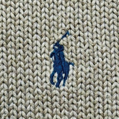 画像1: 「Polo by Ralph Lauren (ポロラルフローレン)」90s 00s 10s XLサイズ コットン グレージュ ポニー刺繍 ローゲージ ニット ベスト