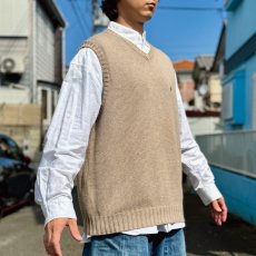 画像16: 「Polo by Ralph Lauren (ポロラルフローレン)」90s 00s 10s XLサイズ コットン グレージュ ポニー刺繍 ローゲージ ニット ベスト (16)