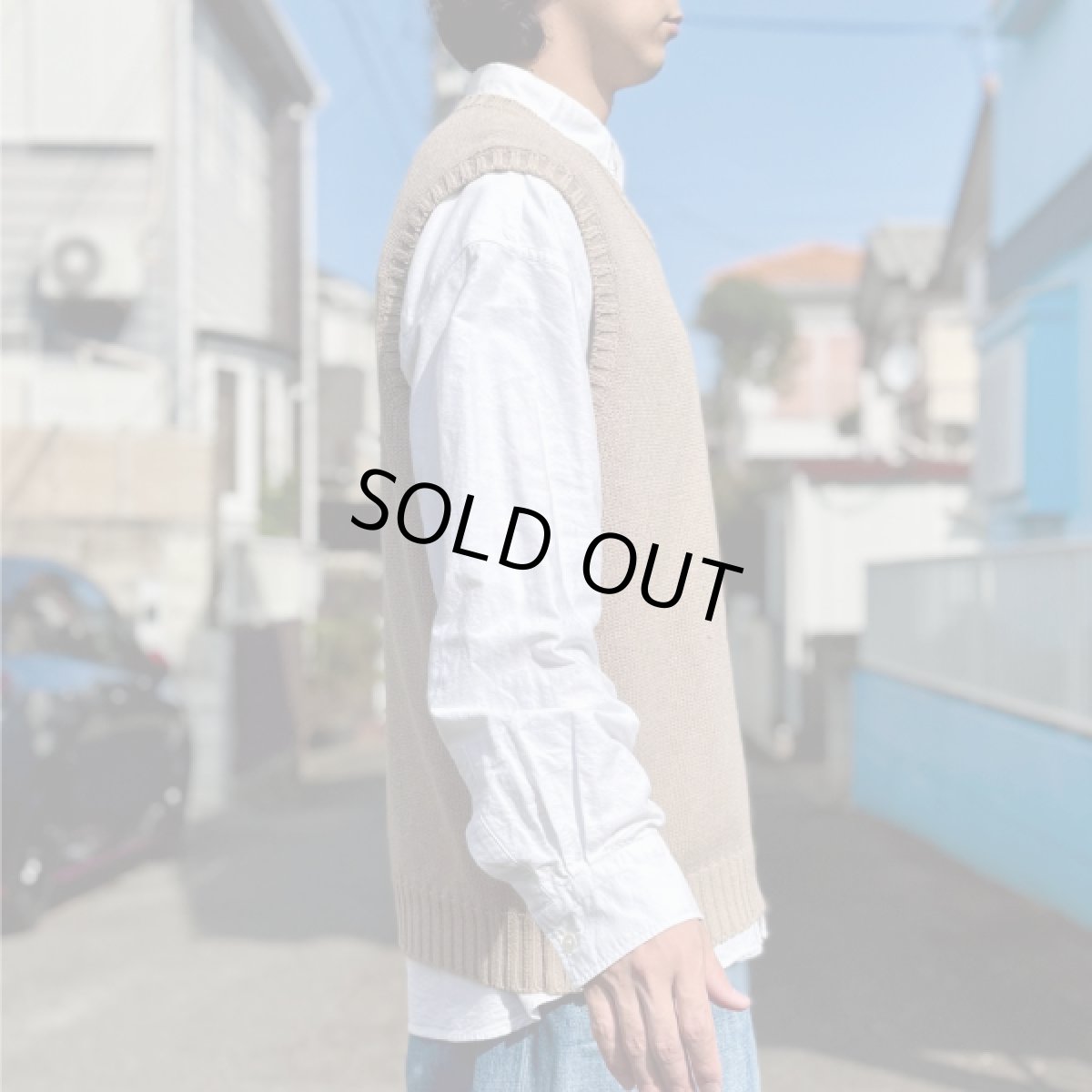 画像17: 「Polo by Ralph Lauren (ポロラルフローレン)」90s 00s 10s XLサイズ コットン グレージュ ポニー刺繍 ローゲージ ニット ベスト (17)