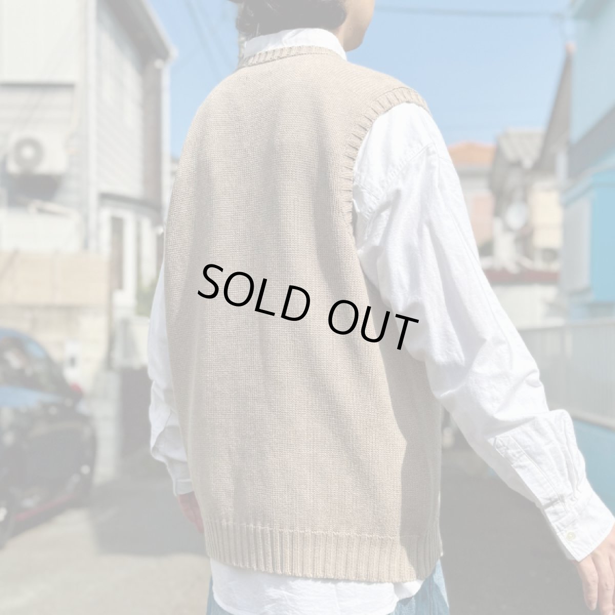 画像18: 「Polo by Ralph Lauren (ポロラルフローレン)」90s 00s 10s XLサイズ コットン グレージュ ポニー刺繍 ローゲージ ニット ベスト (18)