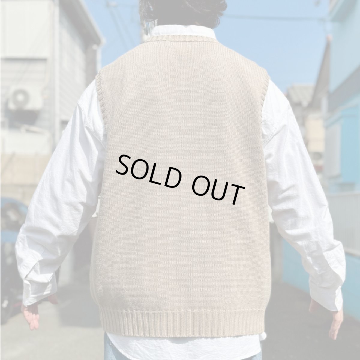 画像19: 「Polo by Ralph Lauren (ポロラルフローレン)」90s 00s 10s XLサイズ コットン グレージュ ポニー刺繍 ローゲージ ニット ベスト (19)