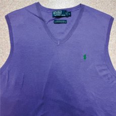 画像3: 「Polo by Ralph Lauren (ポロラルフローレン)」90s 00s 10s Lサイズ ピマコットン パープル ポニー刺繍 ニット ベスト (3)