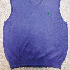 画像5: 「Polo by Ralph Lauren (ポロラルフローレン)」90s 00s 10s Lサイズ ピマコットン パープル ポニー刺繍 ニット ベスト (5)