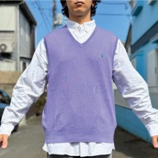 画像16: 「Polo by Ralph Lauren (ポロラルフローレン)」90s 00s 10s Lサイズ ピマコットン パープル ポニー刺繍 ニット ベスト (16)