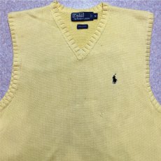 画像3: 「Polo by Ralph Lauren (ポロラルフローレン)」90s 00s 10s Mサイズ コットン イエロー ポニー刺繍 ローゲージ ニット ベスト (3)