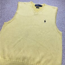 画像15: 「Polo by Ralph Lauren (ポロラルフローレン)」90s 00s 10s Mサイズ コットン イエロー ポニー刺繍 ローゲージ ニット ベスト (15)