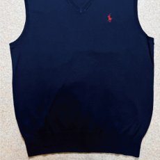 画像5: 「Polo by Ralph Lauren (ポロラルフローレン)」90s 00s 10s Sサイズ ピマコットン ネイビー ポニー刺繍 ニット ベスト (5)