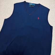 画像14: 「Polo by Ralph Lauren (ポロラルフローレン)」90s 00s 10s Sサイズ ピマコットン ネイビー ポニー刺繍 ニット ベスト (14)
