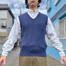 画像15: 「Polo by Ralph Lauren (ポロラルフローレン)」90s 00s 10s Sサイズ ピマコットン ネイビー ポニー刺繍 ニット ベスト (15)