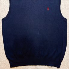 画像5: 「Polo by Ralph Lauren (ポロラルフローレン)」90s 00s 10s Lサイズ ピマコットン ネイビー ポニー刺繍 ニット ベスト (5)