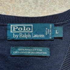 画像6: 「Polo by Ralph Lauren (ポロラルフローレン)」90s 00s 10s Lサイズ ピマコットン ネイビー ポニー刺繍 ニット ベスト (6)