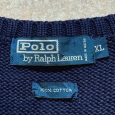 画像6: 「Polo by Ralph Lauren (ポロラルフローレン)」90s 00s 10s XLサイズ コットン ネイビー ポニー刺繍 ローゲージ ニット ベスト (6)