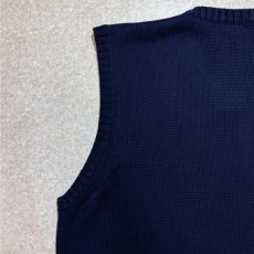 画像10: 「Polo by Ralph Lauren (ポロラルフローレン)」90s 00s 10s XLサイズ コットン ネイビー ポニー刺繍 ローゲージ ニット ベスト (10)