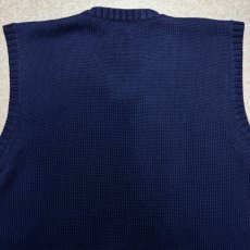 画像11: 「Polo by Ralph Lauren (ポロラルフローレン)」90s 00s 10s XLサイズ コットン ネイビー ポニー刺繍 ローゲージ ニット ベスト (11)