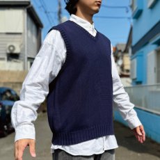 画像16: 「Polo by Ralph Lauren (ポロラルフローレン)」90s 00s 10s XLサイズ コットン ネイビー ポニー刺繍 ローゲージ ニット ベスト (16)