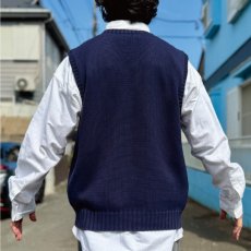 画像19: 「Polo by Ralph Lauren (ポロラルフローレン)」90s 00s 10s XLサイズ コットン ネイビー ポニー刺繍 ローゲージ ニット ベスト (19)