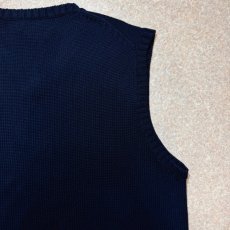 画像12: 「Polo by Ralph Lauren (ポロラルフローレン)」90s 00s 10s Lサイズ コットン ネイビー ポニー刺繍 ローゲージ ニット ベスト (12)